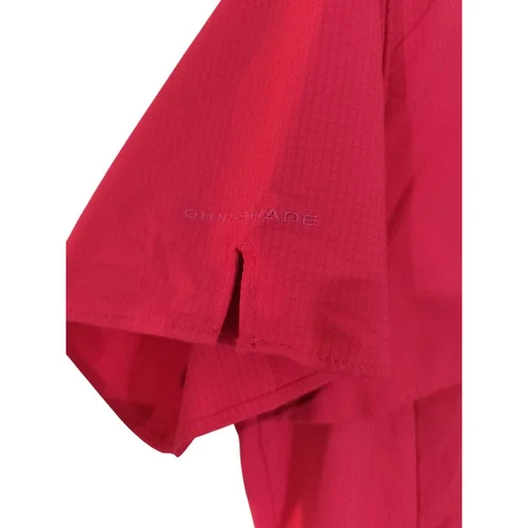 3568) Columbia Women Fuchsia PFG Vented Button Down Short Sleeve Shirt XL - Picture 3 of 9
